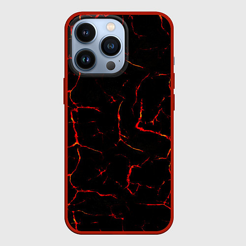 Чехол iPhone 13 Pro Текстура лавы / 3D-Красный – фото 1