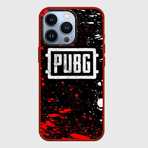 Чехол iPhone 13 Pro PUBG white grunge / 3D-Красный – фото 1