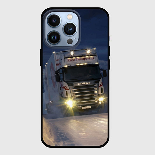 Чехол iPhone 13 Pro Для фуры Scania нет преград / 3D-Черный – фото 1