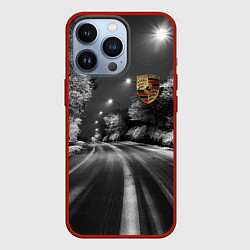 Чехол для iPhone 13 Pro Порше - зимняя дорога, цвет: 3D-красный