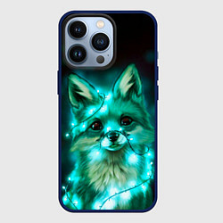 Чехол для iPhone 13 Pro Неоновый лис, цвет: 3D-тёмно-синий