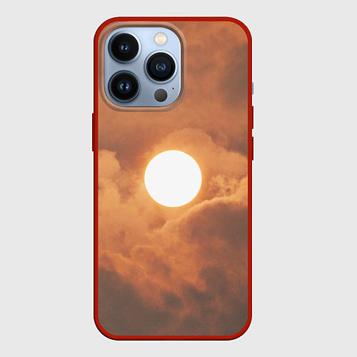 Чехол iPhone 13 Pro Бронзовое солнце / 3D-Красный – фото 1