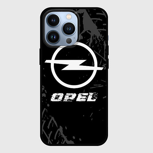 Чехол iPhone 13 Pro Opel speed на темном фоне со следами шин / 3D-Черный – фото 1