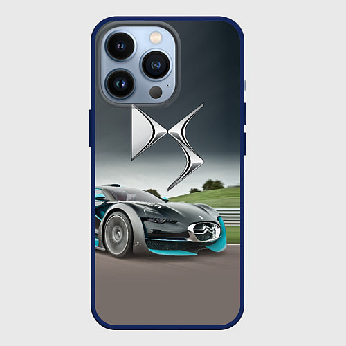 Чехол iPhone 13 Pro Citroen DS Spirit - скоростной режим / 3D-Тёмно-синий – фото 1