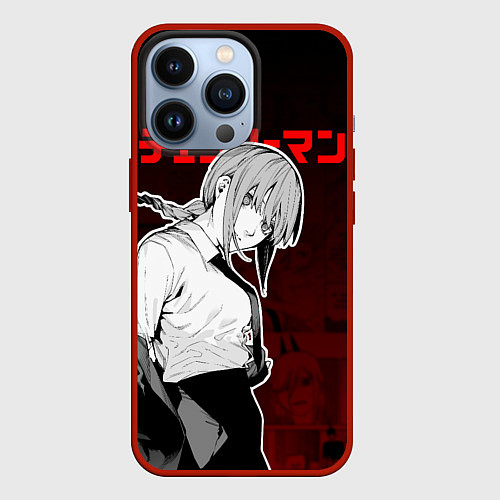 Чехол iPhone 13 Pro Makima - Chainsaw man - Градиент / 3D-Красный – фото 1