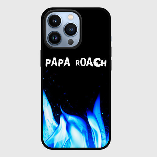 Чехол iPhone 13 Pro Papa Roach blue fire / 3D-Черный – фото 1