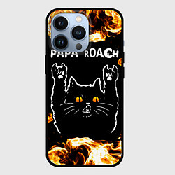 Чехол iPhone 13 Pro Papa Roach рок кот и огонь
