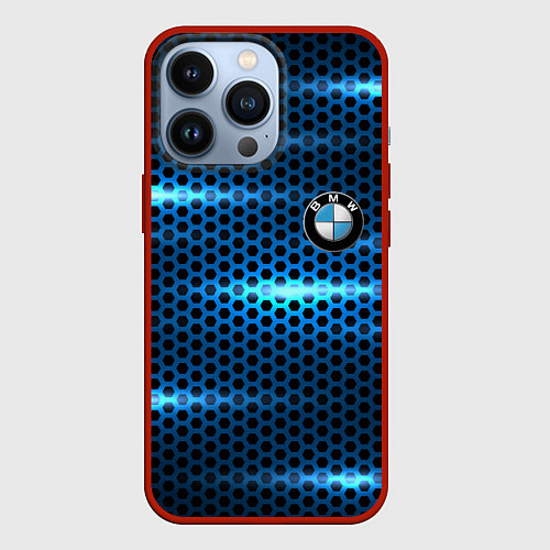 Чехол iPhone 13 Pro BMW texture / 3D-Красный – фото 1