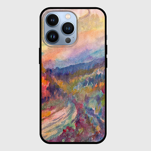 Чехол iPhone 13 Pro Осенний пейзаж акварель / 3D-Черный – фото 1