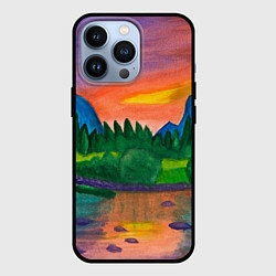 Чехол для iPhone 13 Pro Закат на реке, цвет: 3D-черный