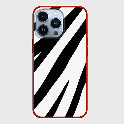 Чехол iPhone 13 Pro Камуфляж зебры / 3D-Красный – фото 1