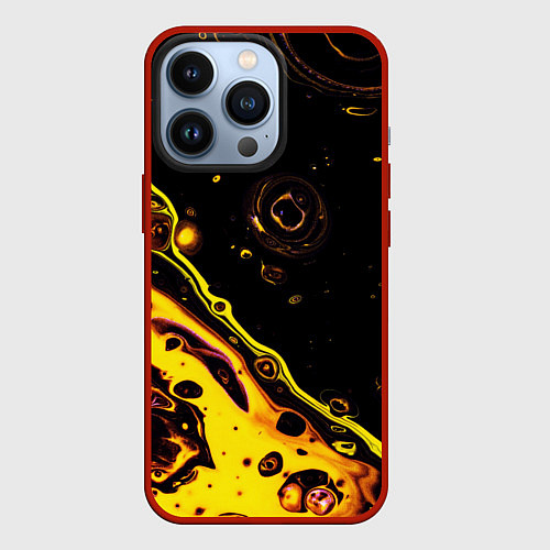 Чехол iPhone 13 Pro Золотая вода / 3D-Красный – фото 1