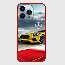 Чехол для iPhone 13 Pro Mercedes AMG V8 Biturbo на трассе, цвет: 3D-красный
