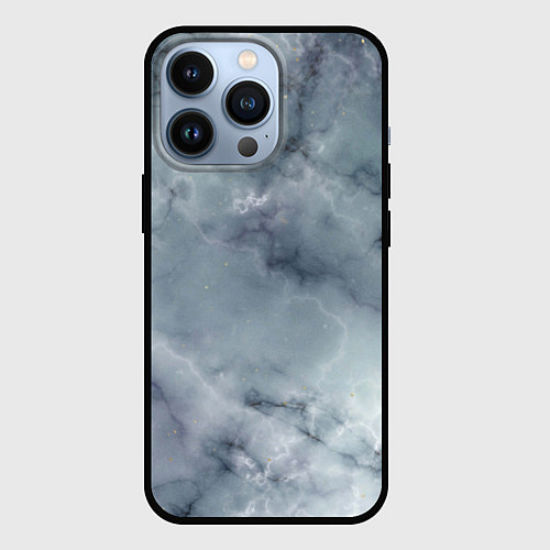 Чехол iPhone 13 Pro Натуральный дымчатый мрамор текстура / 3D-Черный – фото 1
