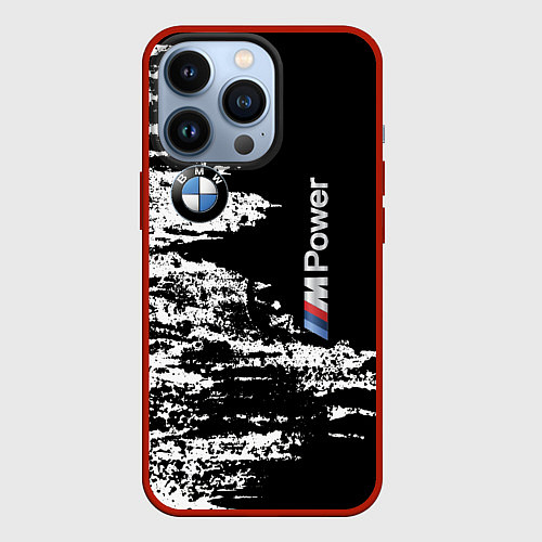 Чехол iPhone 13 Pro BMW M Power - pattern / 3D-Красный – фото 1