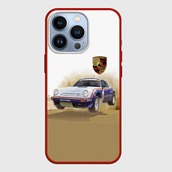 Чехол для iPhone 13 Pro Porsche - гонки в пустыне, цвет: 3D-красный