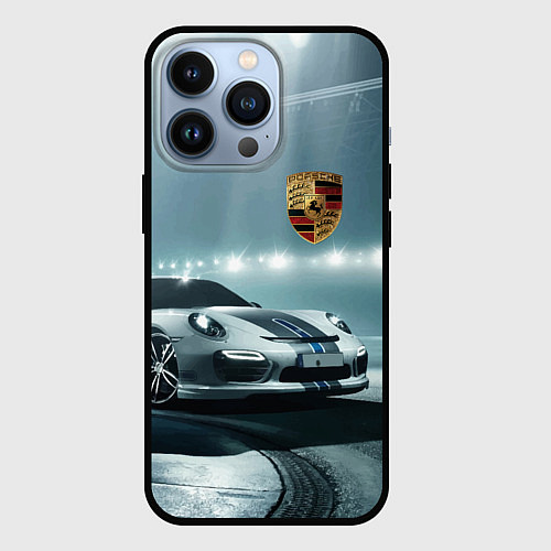 Чехол iPhone 13 Pro Porsche - racing route - motorsport / 3D-Черный – фото 1