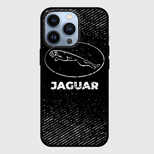 Чехол iPhone 13 Pro Jaguar с потертостями на темном фоне / 3D-Черный – фото 1