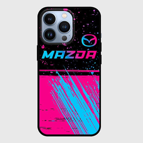 Чехол iPhone 13 Pro Mazda - neon gradient: символ сверху / 3D-Черный – фото 1