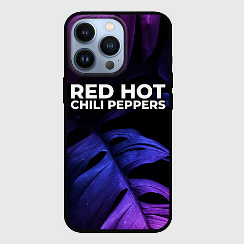 Чехол iPhone 13 Pro Red Hot Chili Peppers neon monstera / 3D-Черный – фото 1