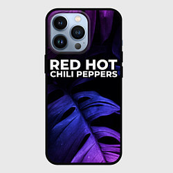 Чехол iPhone 13 Pro Red Hot Chili Peppers neon monstera