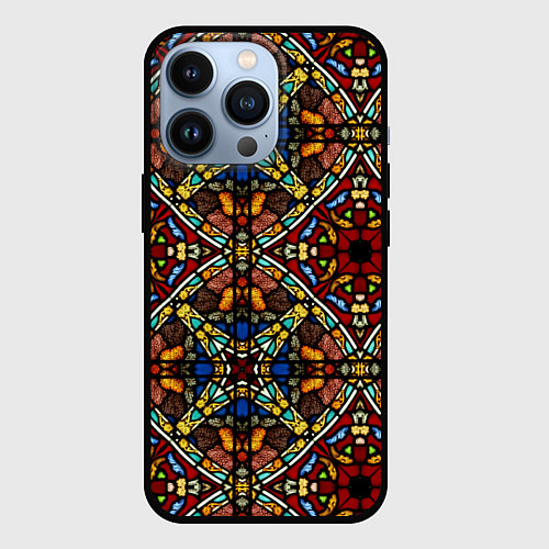 Чехол iPhone 13 Pro Витражи - диагонали / 3D-Черный – фото 1