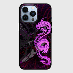 Чехол iPhone 13 Pro Неоновый дракон purple dragon