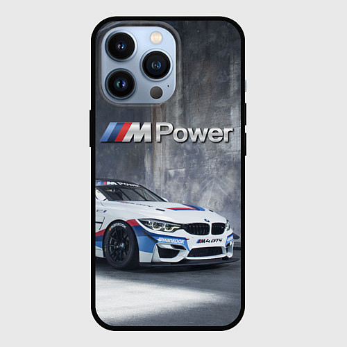 Чехол iPhone 13 Pro BMW M4 GT4 - racing team - motorsport / 3D-Черный – фото 1