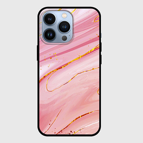 Чехол iPhone 13 Pro Коралловый мрамор / 3D-Черный – фото 1