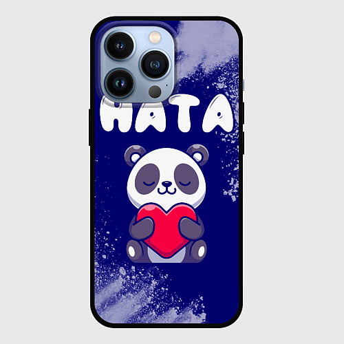 Чехол iPhone 13 Pro Ната панда с сердечком / 3D-Черный – фото 1