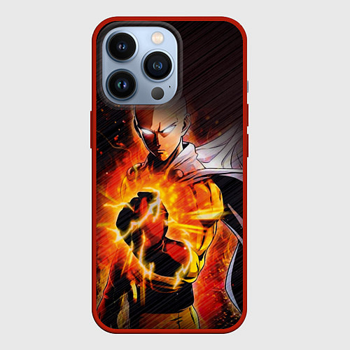 Чехол iPhone 13 Pro One Punch-Man-красный кулак / 3D-Красный – фото 1