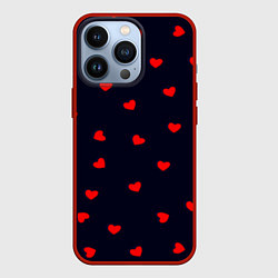 Чехол для iPhone 13 Pro Сердечки, цвет: 3D-красный