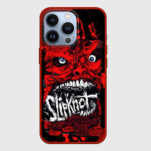 Чехол iPhone 13 Pro Slipknot red blood / 3D-Красный – фото 1