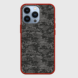 Чехол для iPhone 13 Pro Камуфляж AOR-2 серый пиксель, цвет: 3D-красный