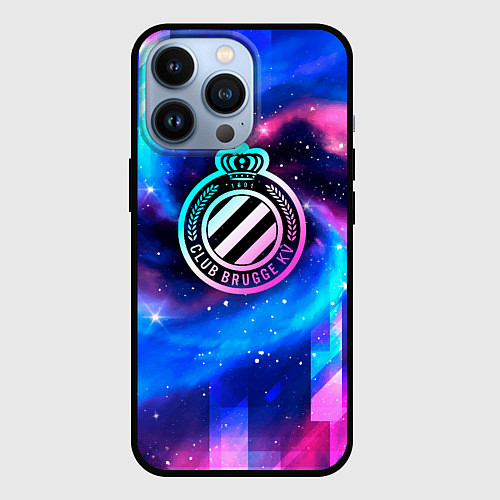 Чехол iPhone 13 Pro Club Brugge неоновый космос / 3D-Черный – фото 1