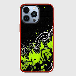 Чехол для iPhone 13 Pro Яркое граффити на черной стене, цвет: 3D-красный