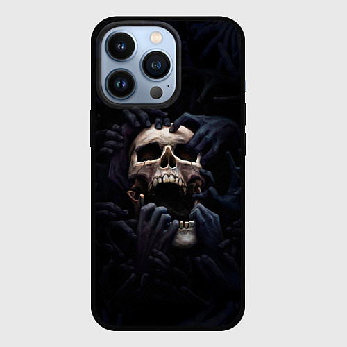 Чехол iPhone 13 Pro Hands on skull / 3D-Черный – фото 1