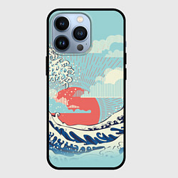 Чехол iPhone 13 Pro Морской пейзаж с большими волнами на закате