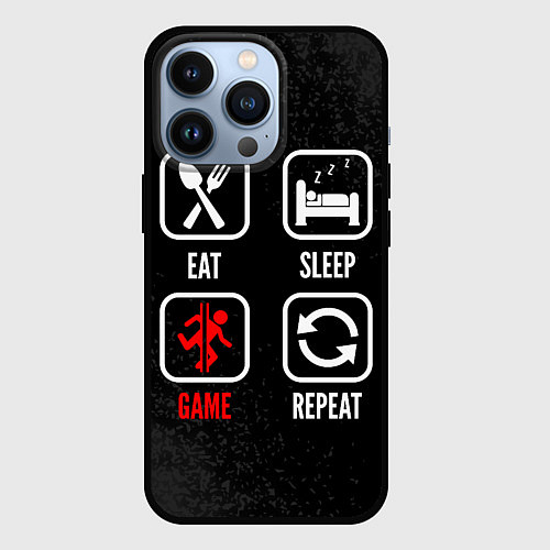 Чехол iPhone 13 Pro Eat, sleep, Portal, repeat / 3D-Черный – фото 1