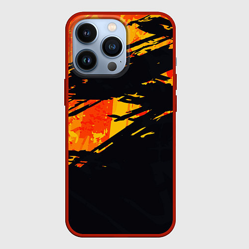 Чехол iPhone 13 Pro Orange and black / 3D-Красный – фото 1