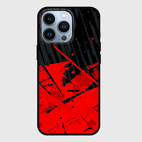 Чехол iPhone 13 Pro Красные брызги на черном фоне / 3D-Черный – фото 1