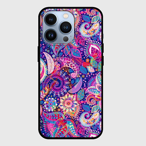 Чехол iPhone 13 Pro Multi-colored colorful patterns / 3D-Черный – фото 1