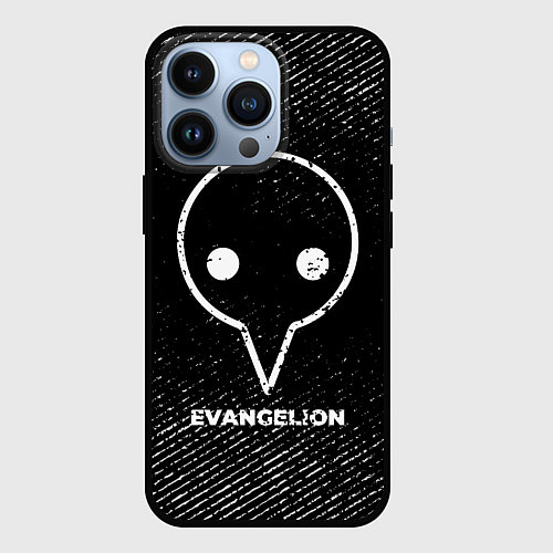 Чехол iPhone 13 Pro Evangelion с потертостями на темном фоне / 3D-Черный – фото 1