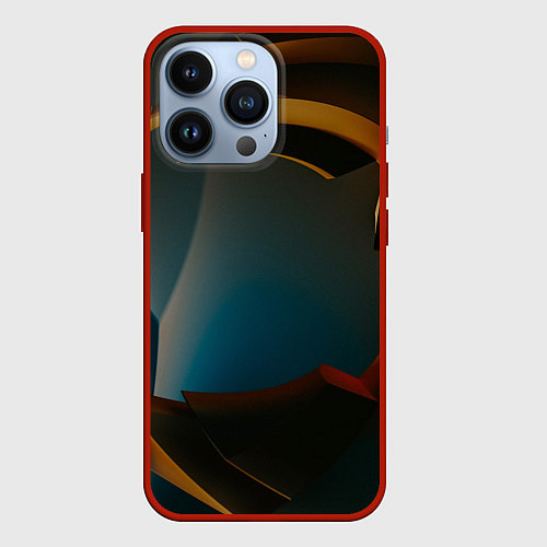 Чехол iPhone 13 Pro Абстрактные золотые механизмы / 3D-Красный – фото 1