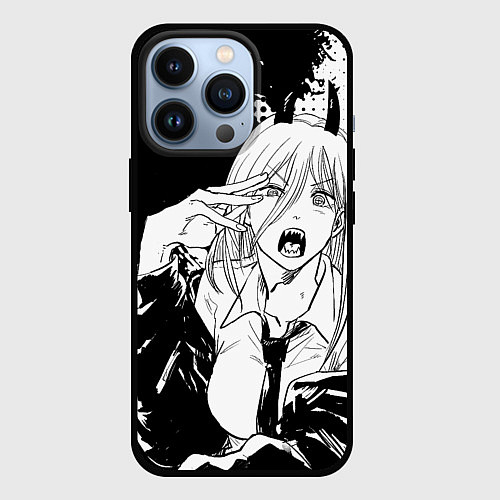 Чехол iPhone 13 Pro Возмущенная Пауэр - Человек бензопила / 3D-Черный – фото 1