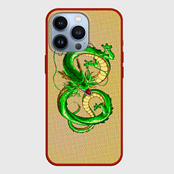 Чехол для iPhone 13 Pro Зелёный дракон в форме цифры 8, цвет: 3D-красный