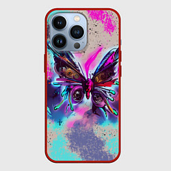 Чехол для iPhone 13 Pro Бабочка в стиле стимпанк, цвет: 3D-красный