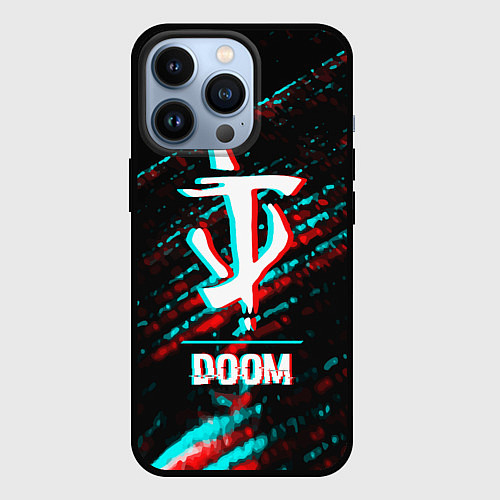 Чехол iPhone 13 Pro Doom в стиле glitch и баги графики на темном фоне / 3D-Черный – фото 1