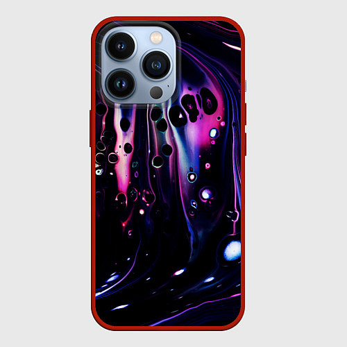 Чехол iPhone 13 Pro Фиолетовая вода и краски / 3D-Красный – фото 1