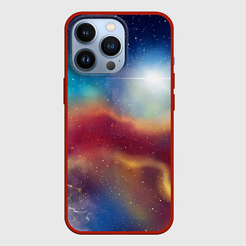 Чехол iPhone 13 Pro Многогранное космическое пространство - яркая звез / 3D-Красный – фото 1